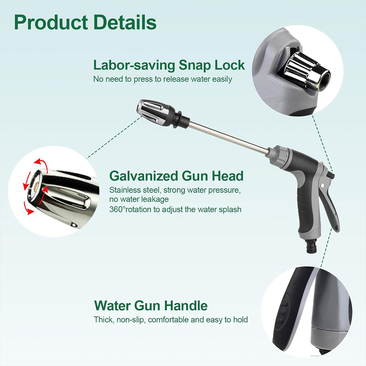 High Pressure Long Pole Water Spray Nozzle Household Car Wash Cleaning Sprayer - Car Wash Sprayer Set