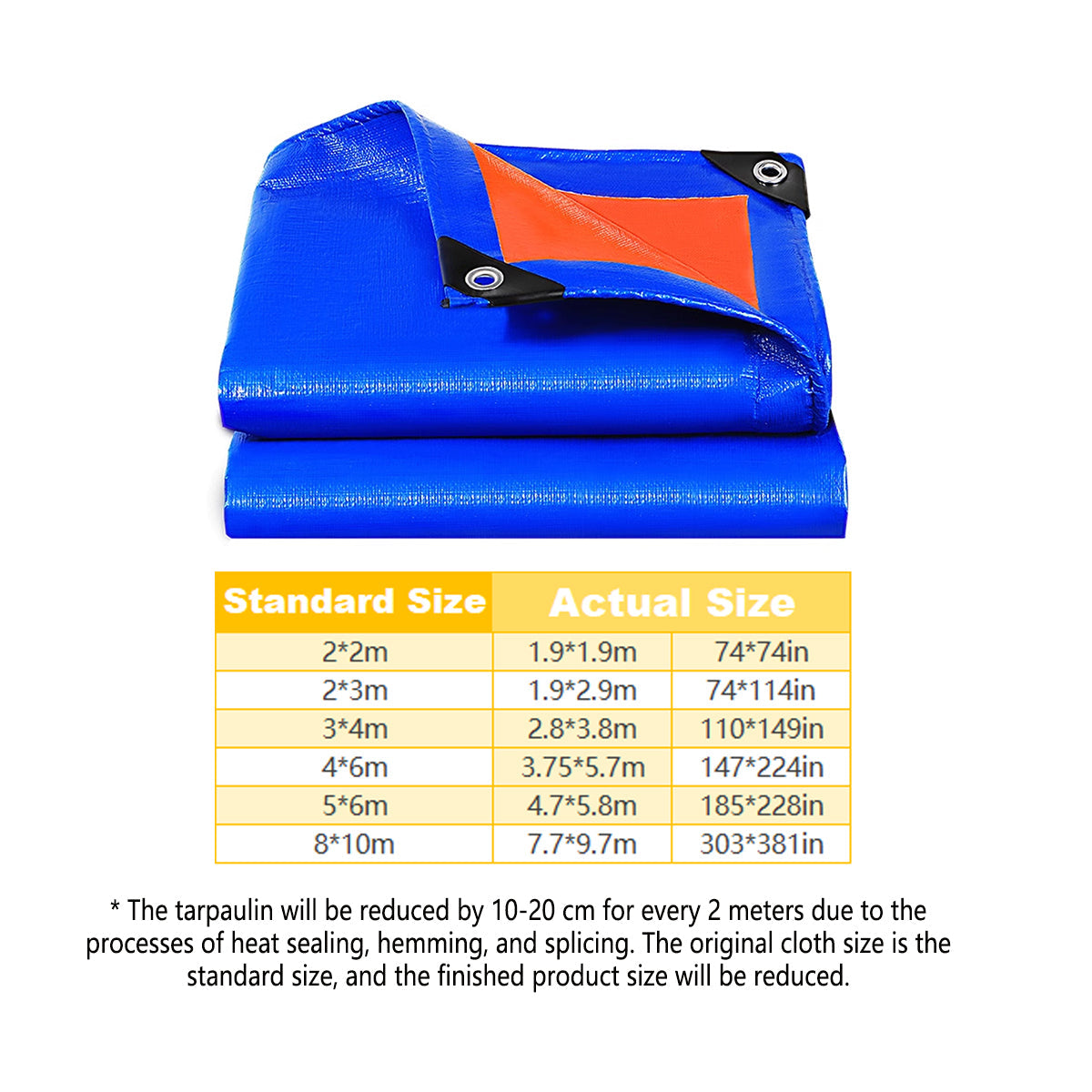 Waterproof Plastic Tarp Cover Heavy Duty Ground Sheet Rainproof Dustproof Blue - 4x6m