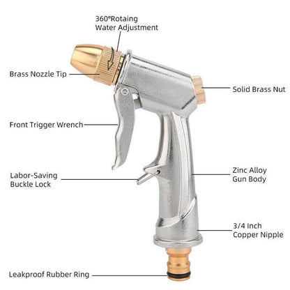 2Pcs High Pressure Water Spray Handle Nozzle Brass Garden Hose Pipe Lawn Car Wash