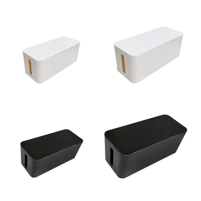Large Cable Wire Storage Box Case Cord Management Socket Tidy Organizer with Lid - White S - Mekamart Australia