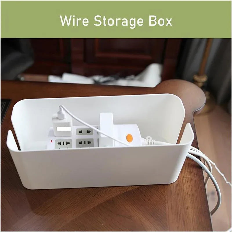 Large Cable Wire Storage Box Case Cord Management Socket Tidy Organizer with Lid - White S - Mekamart Australia