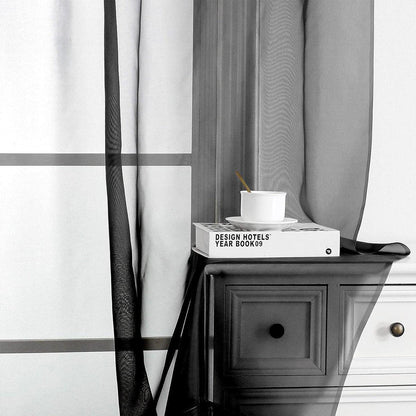 Sheer Voile Curtains Rod Pocket Window Panel for Bedroom 140cm x 230cm Drapes - Black