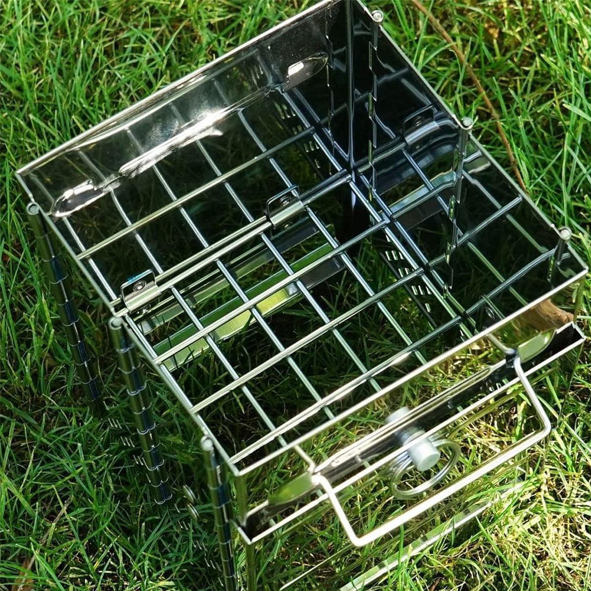 Square Wood Stove Mini Folding Grill Outdoor Camping Portable BBQ Cooking Rack