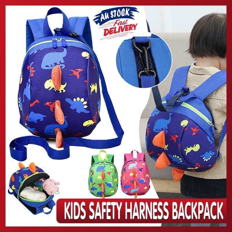 Kids Safety Harness Backpack Toddler Leash Dinosaur Bag Child Anti Lost - Green - Mekamart Australia