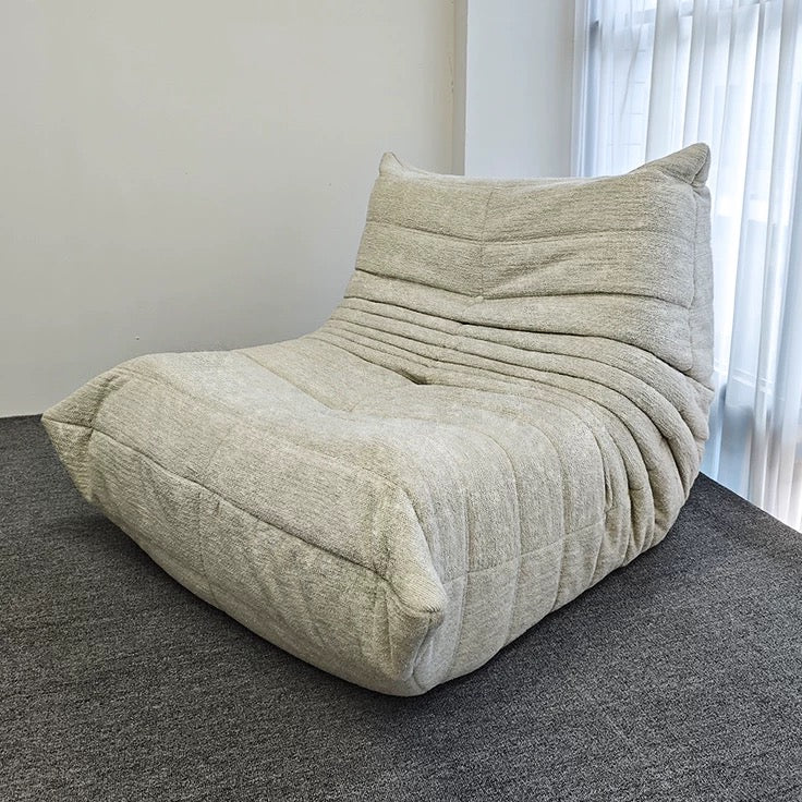 Vacuum-Packed, Comfy Mid Century Togo Lounge Sofa Modern Backrest White Corduroy Armless Retro Decorative Cozy Seat for Indoor