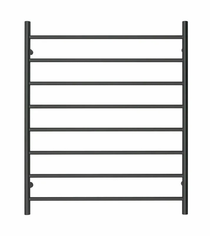 Premium Matte Black Heated Towel Rack - 8 Bars, Round Design, AU Standard, 1000x850mm Wide - Mekamart Australia