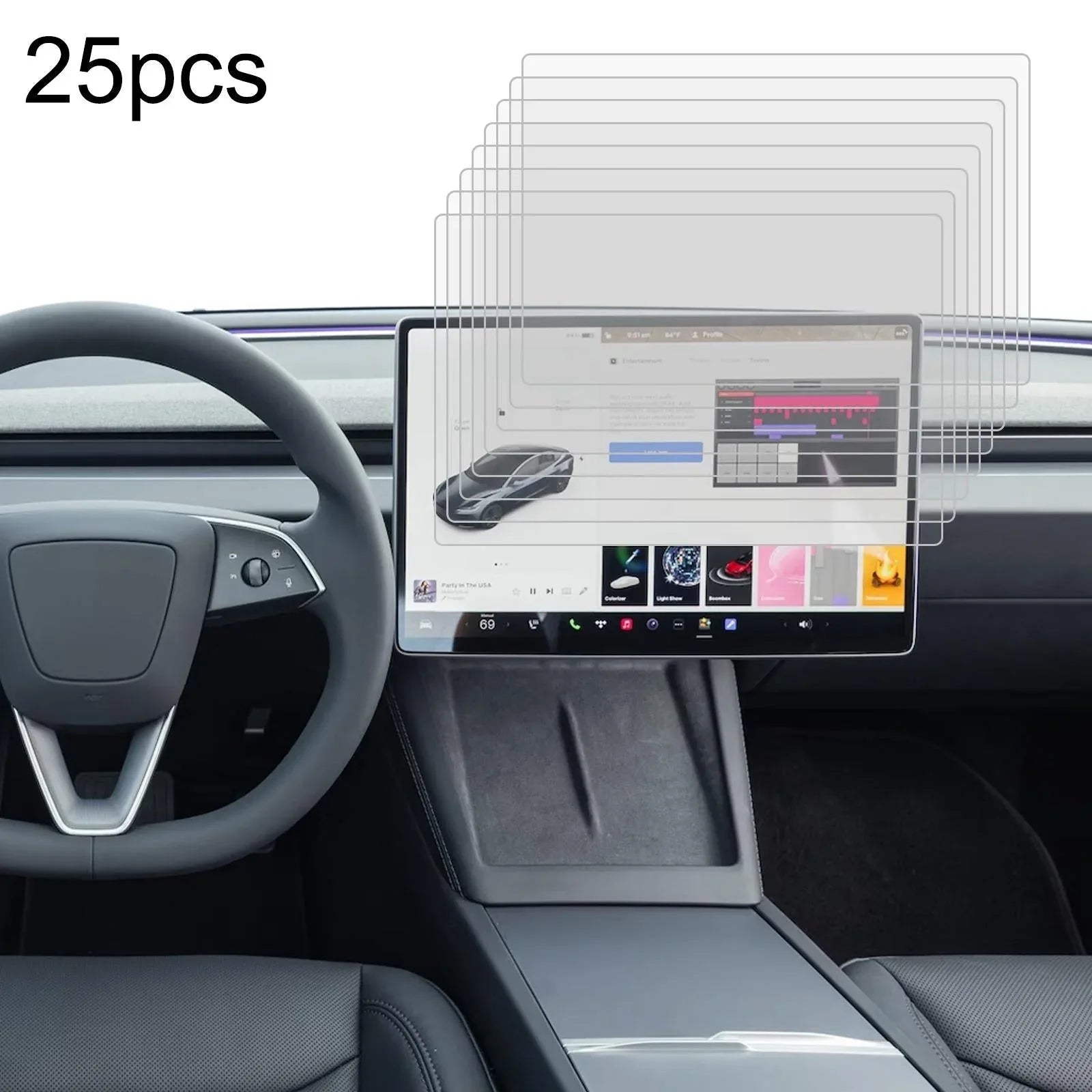 25-pack Tempered Glass Film for Car Navigator Protection - For Tesla Model 3 2024 - Mekamart Australia