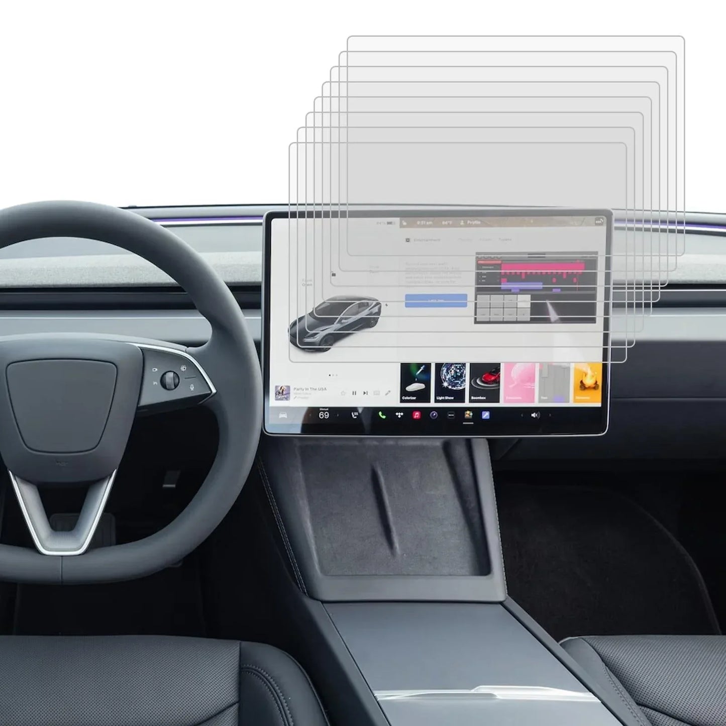 25-pack Tempered Glass Film for Car Navigator Protection - For Tesla Model 3 2024 - Mekamart Australia