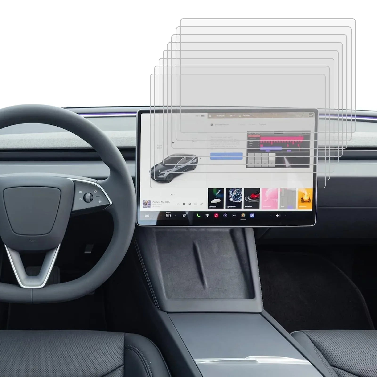 25-pack Tempered Glass Film for Car Navigator Protection - For Tesla Model 3 2024 - Mekamart Australia