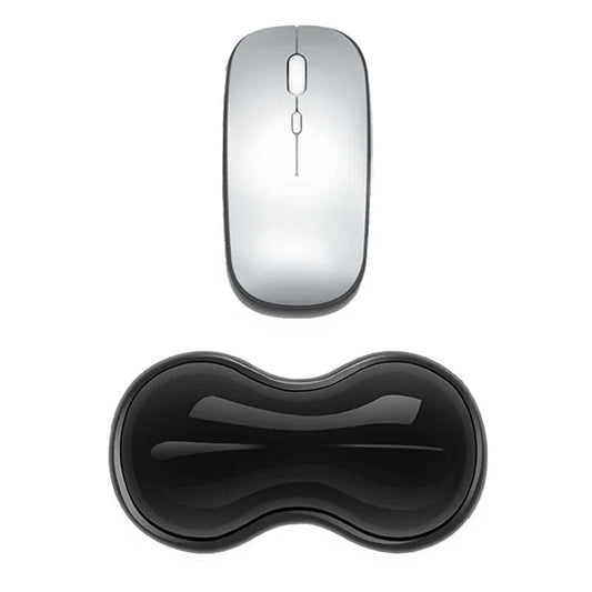 Large Green Silicone Keyboard Wrist Rest & Mouse Pad - Small Transparent Gray