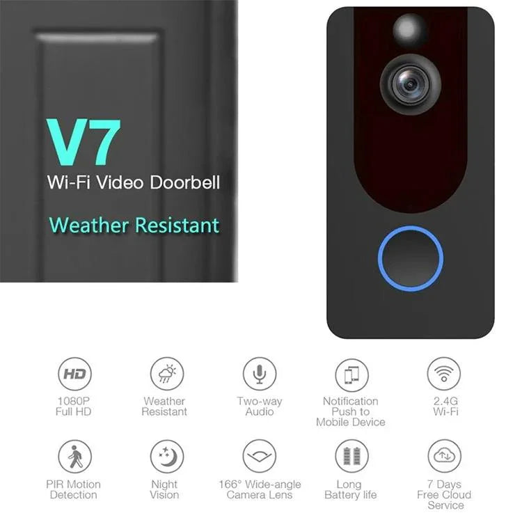 1080P Full Hd Wifi Security Doorbell With Intercom And Weather Resistance - Mekamart Australia
