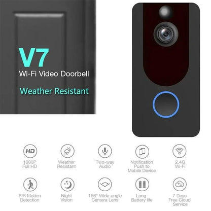 1080P Full Hd Wifi Security Doorbell With Intercom And Weather Resistance - Mekamart Australia