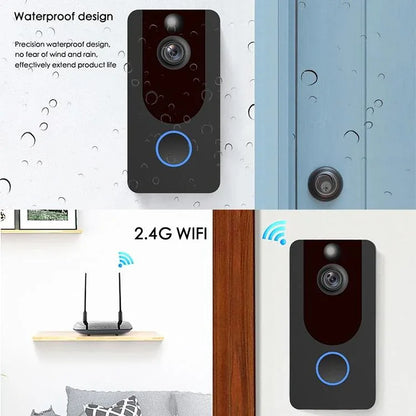 1080P Full Hd Wifi Security Doorbell With Intercom And Weather Resistance - Mekamart Australia