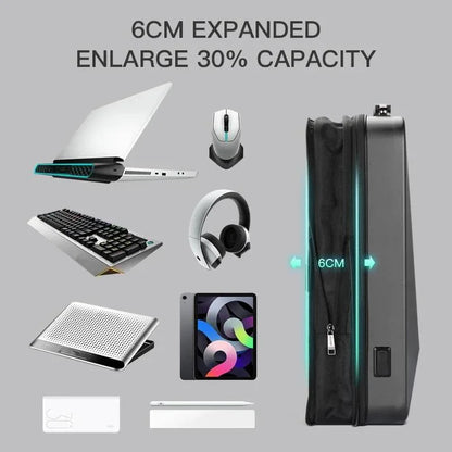 Waterproof Expandable Backpack with Usb Charging - Black Password Protected - Mekamart Australia