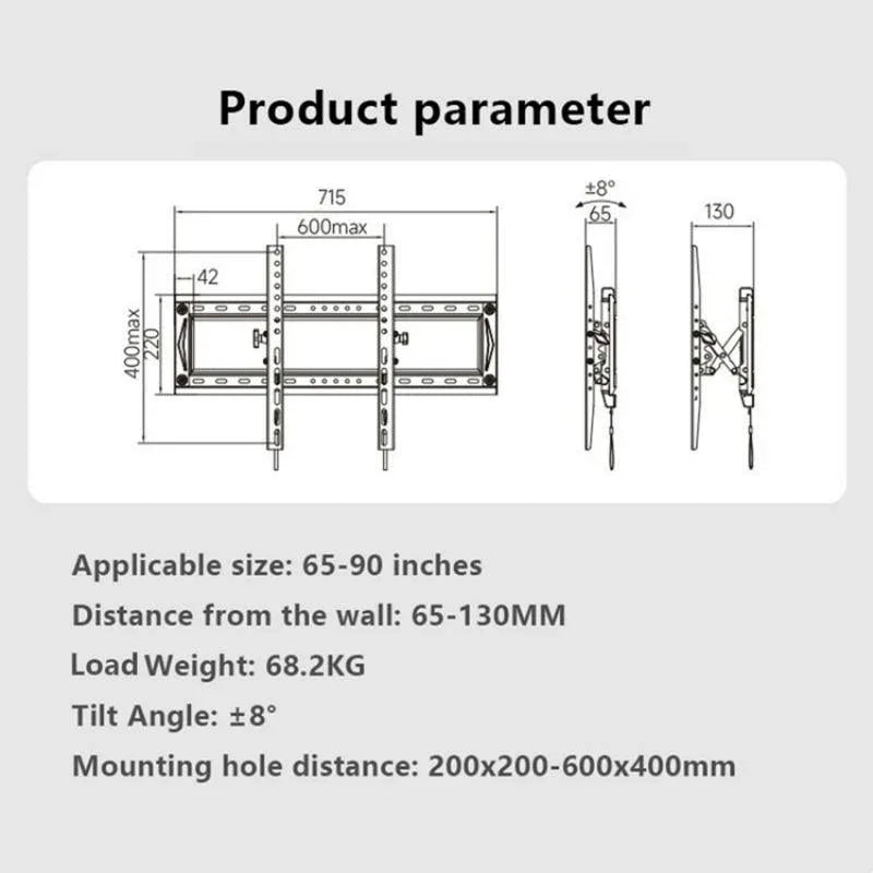 Adjustable Tv Wall Mount Bracket for 65-90 Inch Tvs - Mekamart Australia