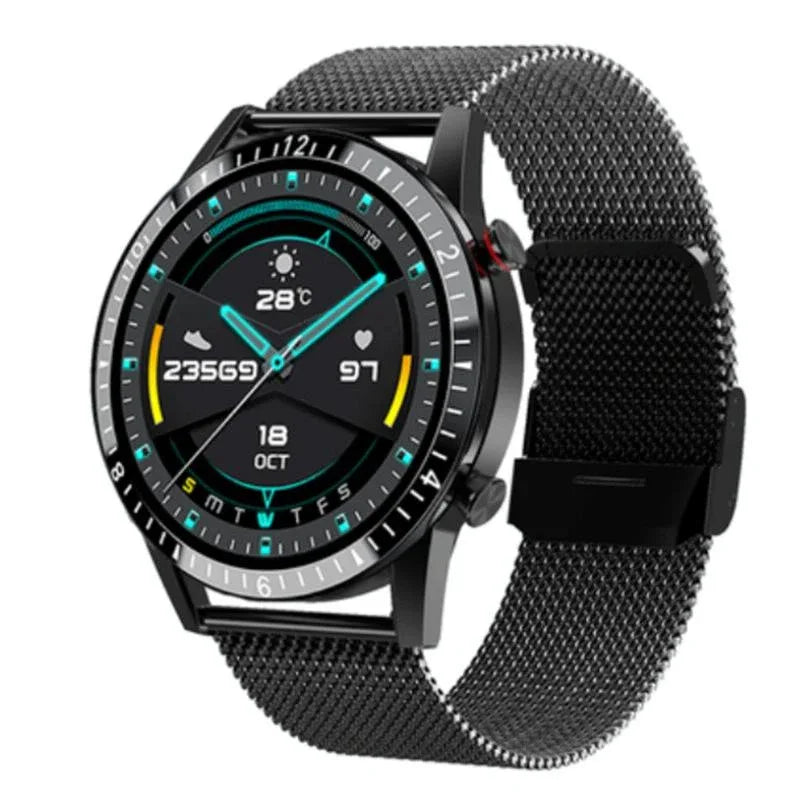 1.3 Inch Heart Rate / Blood Pressure / Blood Oxygen Monitoring Watch - Black Steel - Mekamart Australia