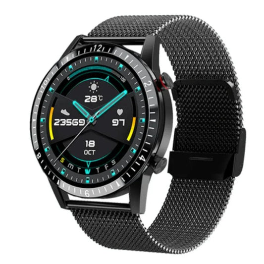 1.3 Inch Heart Rate / Blood Pressure / Blood Oxygen Monitoring Watch - Black Steel