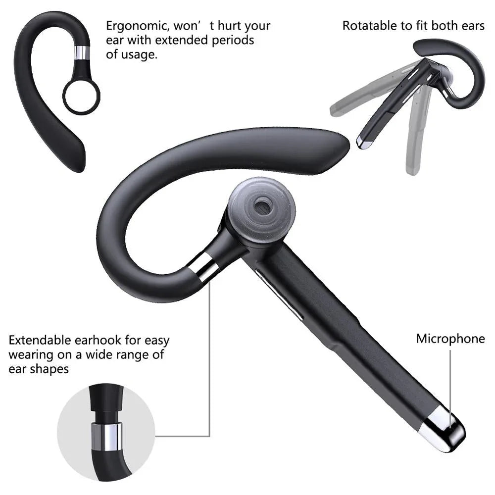 Rotatable Earhook Bluetooth Earphone for Noise Reduction Calls - no Charging Box - Mekamart Australia