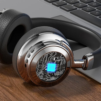 Retro Wireless Bluetooth Headset - Metal Head-mounted - Silver Brown - Mekamart Australia