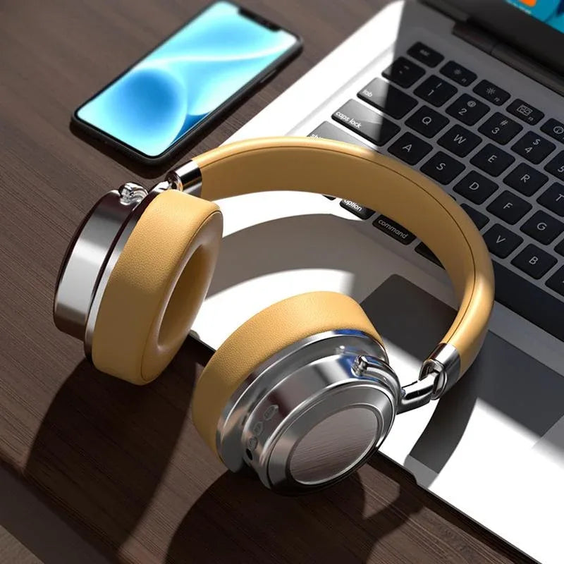 Retro Wireless Bluetooth Headset - Metal Head-mounted - Silver Brown - Mekamart Australia