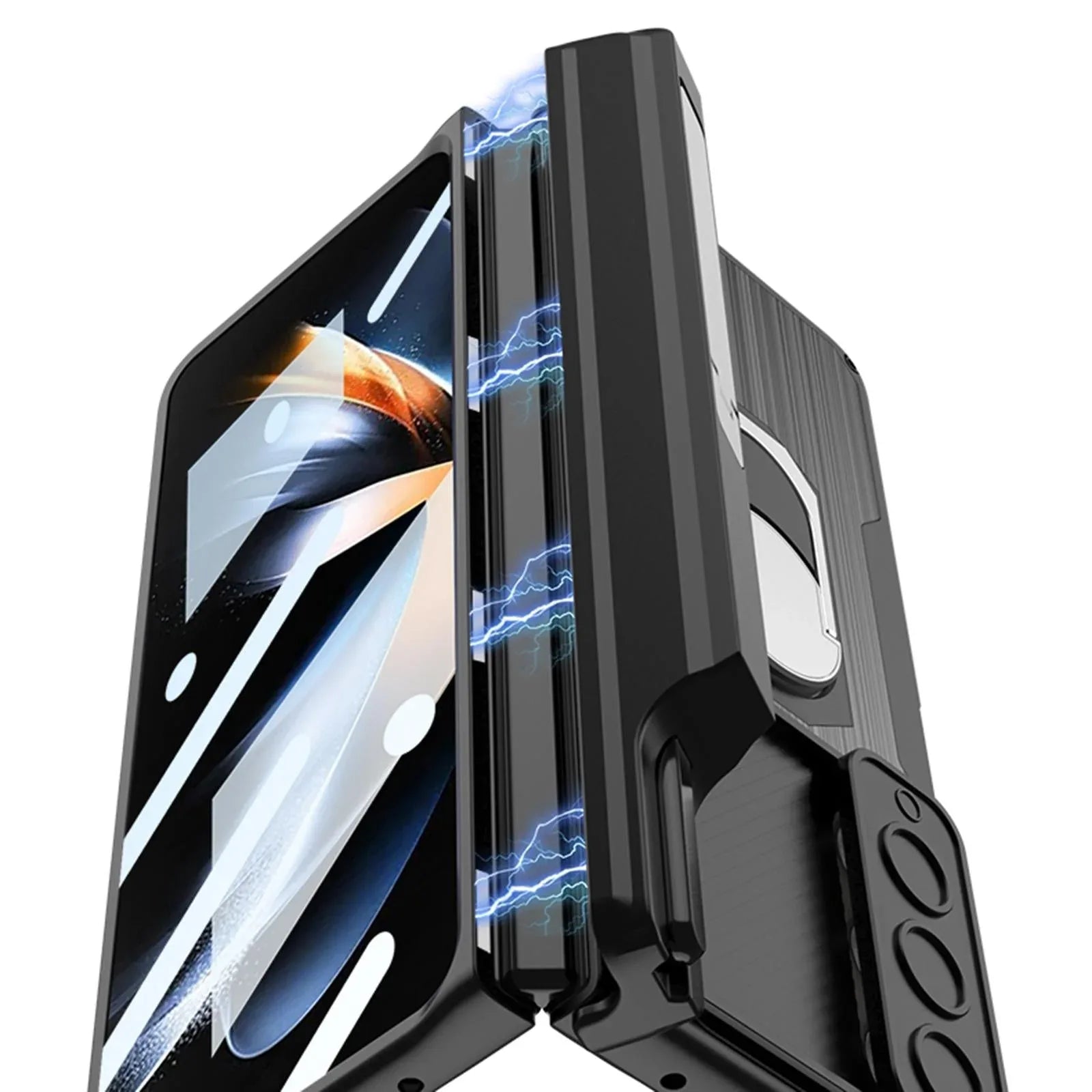 For Samsung Galaxy Z Fold4 5G Magnetic Armor Phone Case - Full Coverage - Carbon Fibre - Mekamart Australia