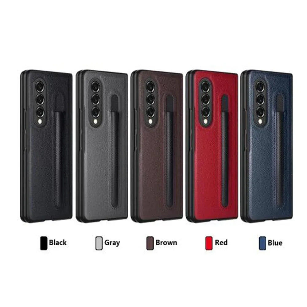 For Samsung Galaxy Z Fold4 5G Litchi Texture Hinge Case - Black - Mekamart Australia