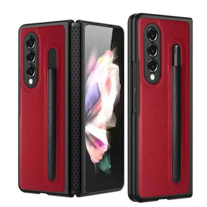 For Samsung Galaxy Z Fold4 5G Litchi Texture Hinge Case - Black - Mekamart Australia