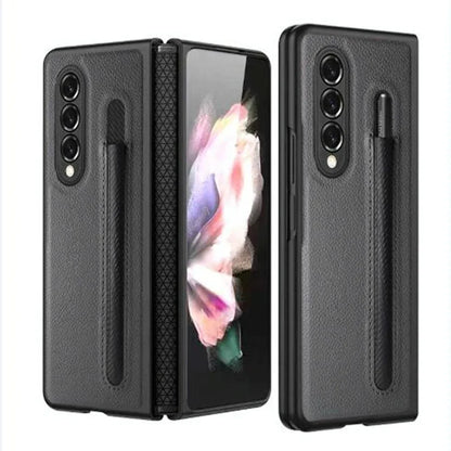 For Samsung Galaxy Z Fold4 5G Litchi Texture Hinge Case - Black - Mekamart Australia