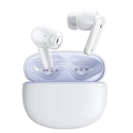 Wireless Dual Noise-cancelling Bluetooth Earphones for Music and Calls - Ivory White - Mekamart Australia