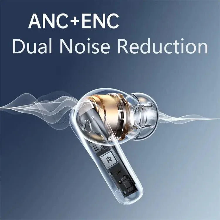 Wireless Dual Noise-cancelling Bluetooth Earphones for Music and Calls - Ivory White - Mekamart Australia