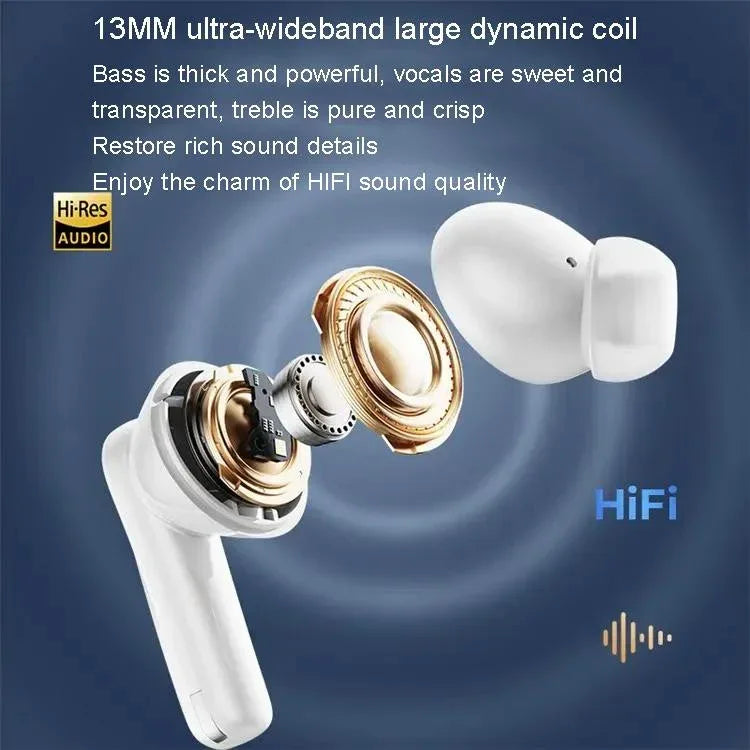 Wireless Dual Noise-cancelling Bluetooth Earphones for Music and Calls - Ivory White - Mekamart Australia