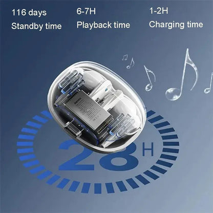 Wireless Dual Noise-cancelling Bluetooth Earphones for Music and Calls - Ivory White - Mekamart Australia