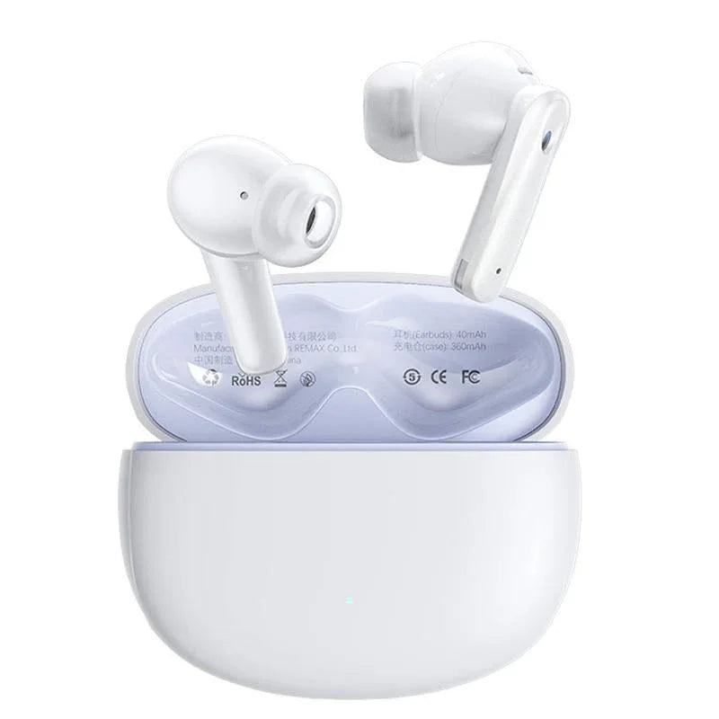 Wireless Dual Noise-cancelling Bluetooth Earphones for Music and Calls - Ivory White - Mekamart Australia