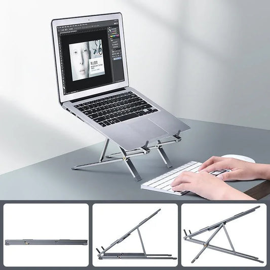 Adjustable Aluminum Laptop Cooling Bracket - Desktop - Gray - Mekamart Australia