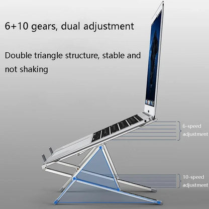 Adjustable Aluminum Laptop Cooling Bracket - Desktop - Gray - Mekamart Australia