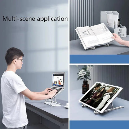 Adjustable Aluminum Laptop Cooling Bracket - Desktop - Gray - Mekamart Australia