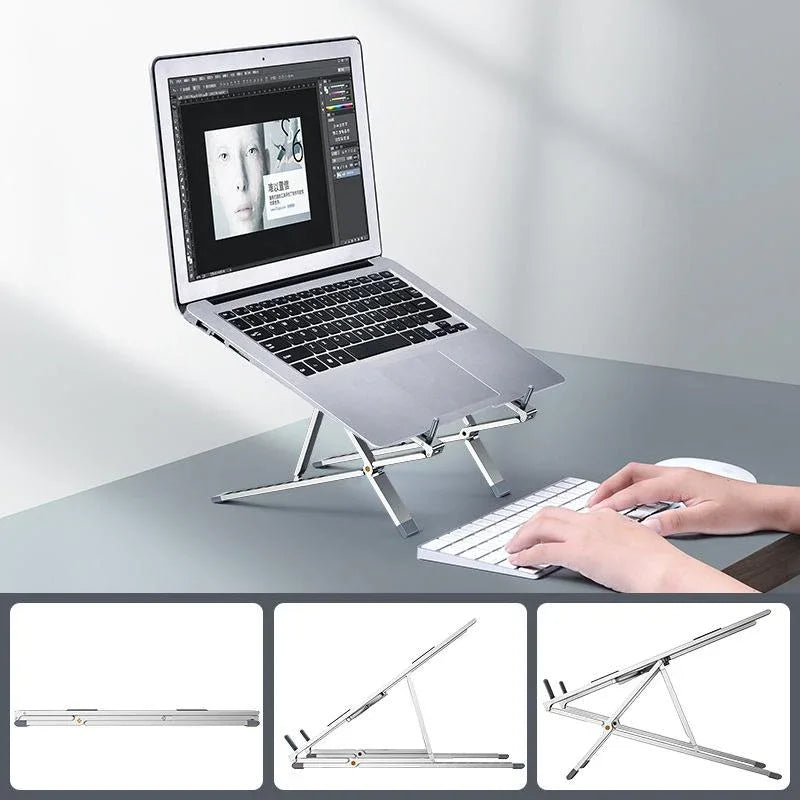 Adjustable Aluminum Laptop Cooling Bracket - Desktop - Gray - Mekamart Australia