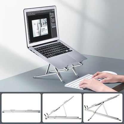 Adjustable Aluminum Laptop Cooling Bracket - Desktop - Gray - Mekamart Australia