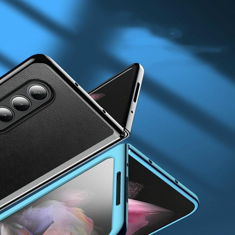 For Samsung Galaxy Z Fold4 5G Leather Plated Phone Cover - Black - Mekamart Australia