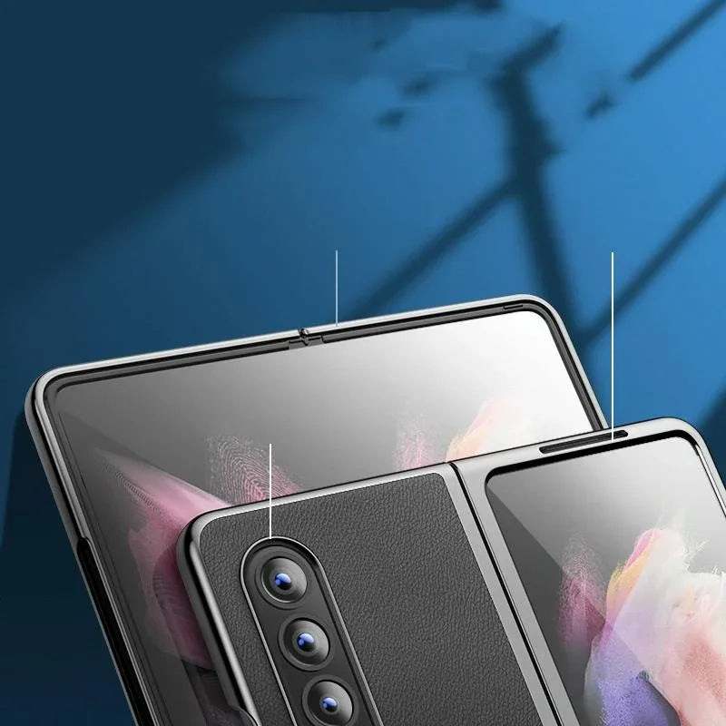 For Samsung Galaxy Z Fold4 5G Leather Plated Phone Cover - Black - Mekamart Australia
