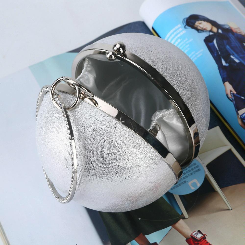 Chic Round Ball Clutch for Evening Events - Silver - Mekamart Australia