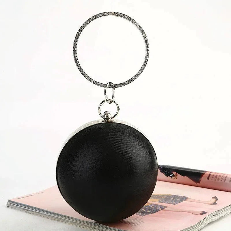 Chic Round Ball Clutch for Evening Events - Silver - Mekamart Australia