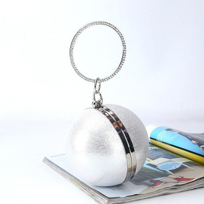 Chic Round Ball Clutch for Evening Events - Silver - Mekamart Australia