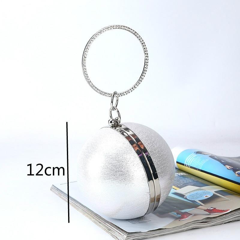 Chic Round Ball Clutch for Evening Events - Silver - Mekamart Australia