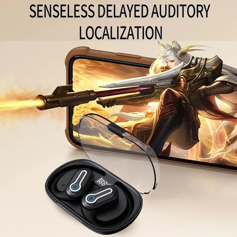 Wireless Stereo Earphones with Charging Case - Hanging Ear Design - Black - Mekamart Australia