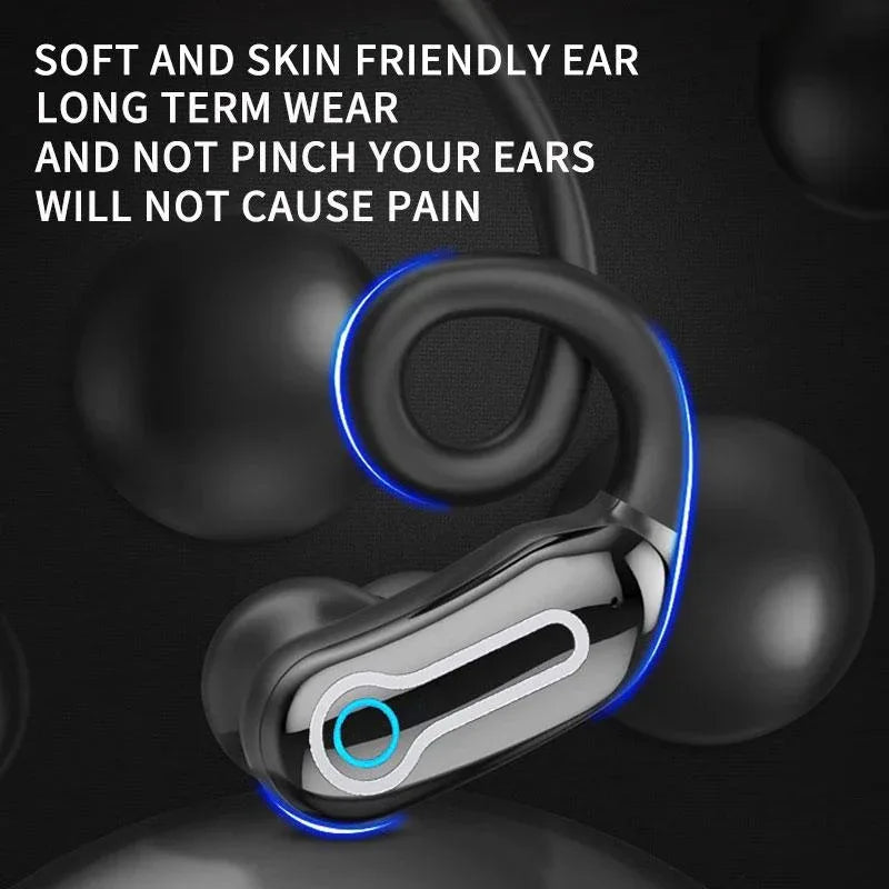 Wireless Stereo Earphones with Charging Case - Hanging Ear Design - Black - Mekamart Australia