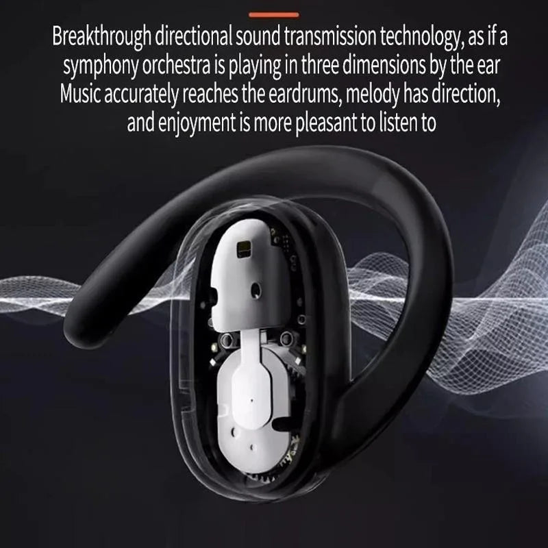 Wireless Stereo Earphones with Charging Case - Hanging Ear Design - Black - Mekamart Australia