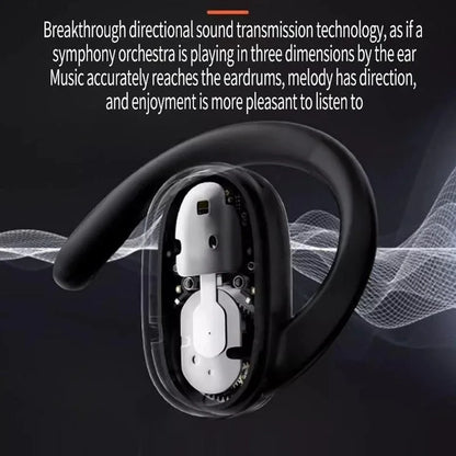 Wireless Stereo Earphones with Charging Case - Hanging Ear Design - Black - Mekamart Australia