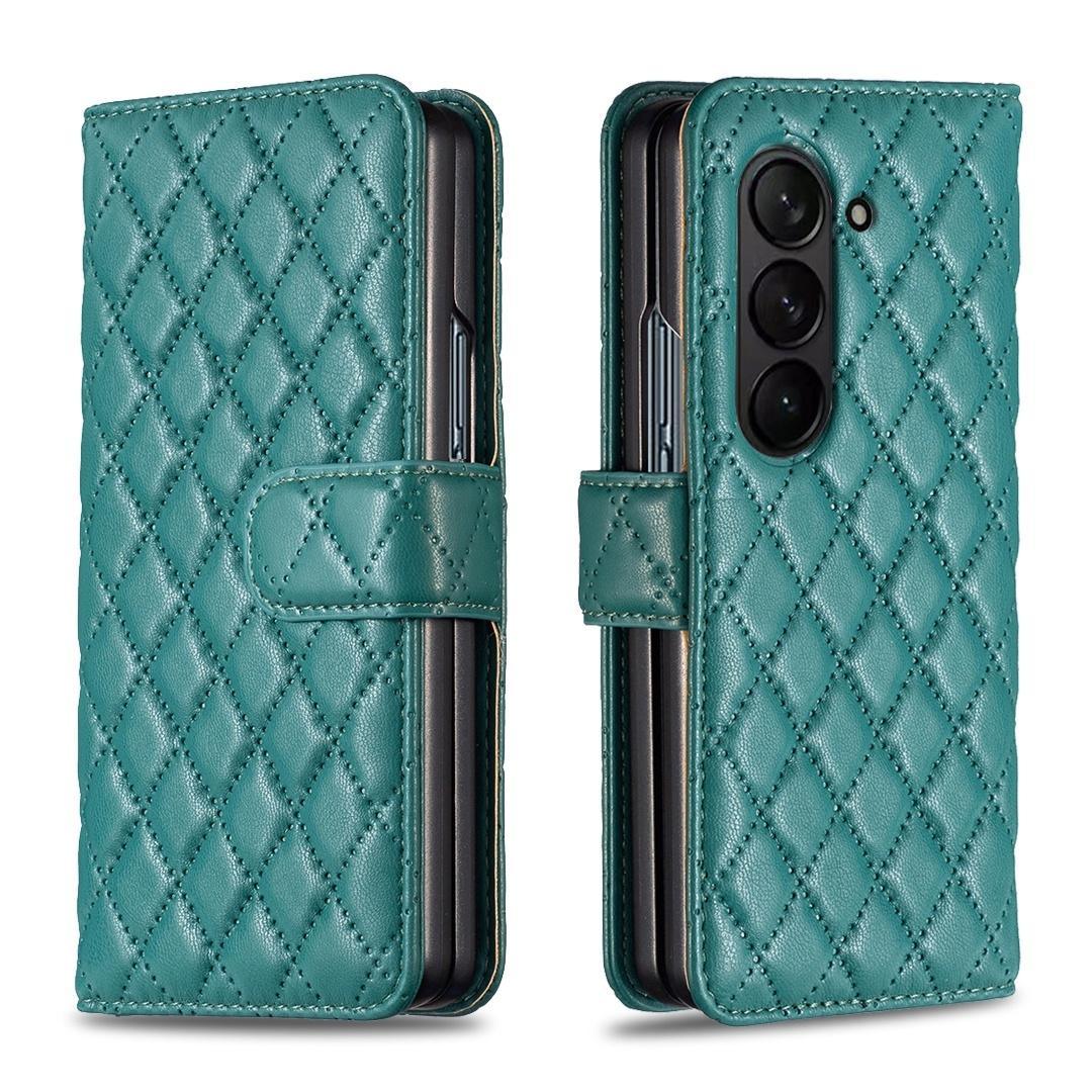 For Samsung Galaxy Z Fold4 5G Samsung Fold 4 Diamond Lattice Wallet Case - Sleek And Stylish - Black - Mekamart Australia