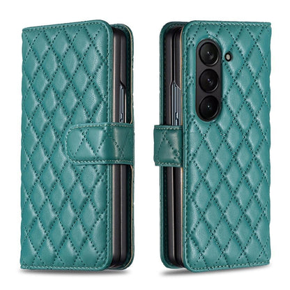 For Samsung Galaxy Z Fold4 5G Samsung Fold 4 Diamond Lattice Wallet Case - Sleek And Stylish - Black - Mekamart Australia
